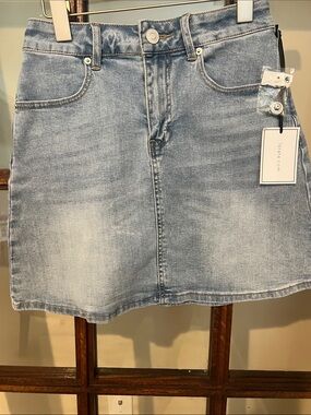 Light Wash Denim Mini Skirt - Women's Casual